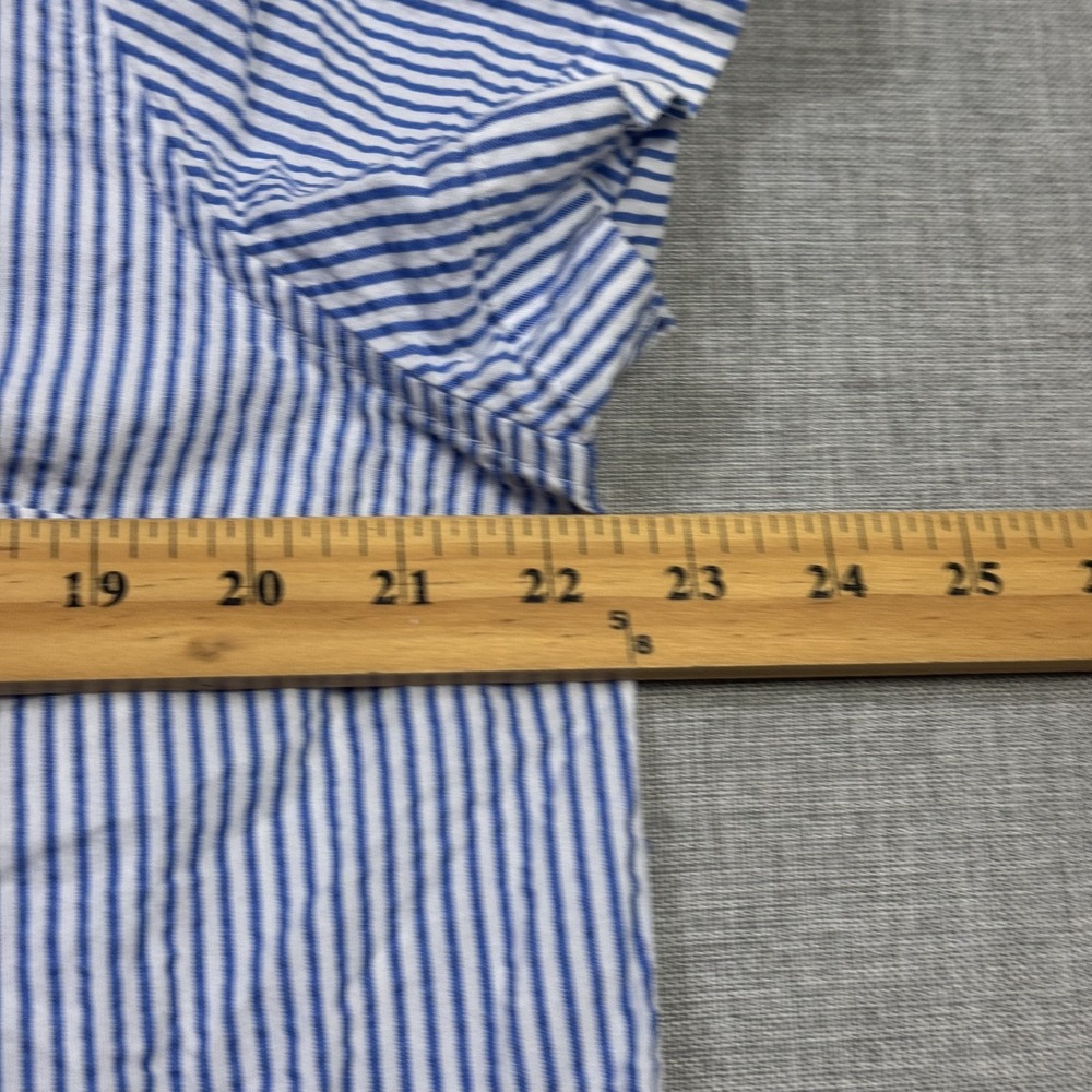 L.L. Bean Seersucker Button-Up Womens XL Petites Blue Striped Collared Cotton - Picture 6 of 10